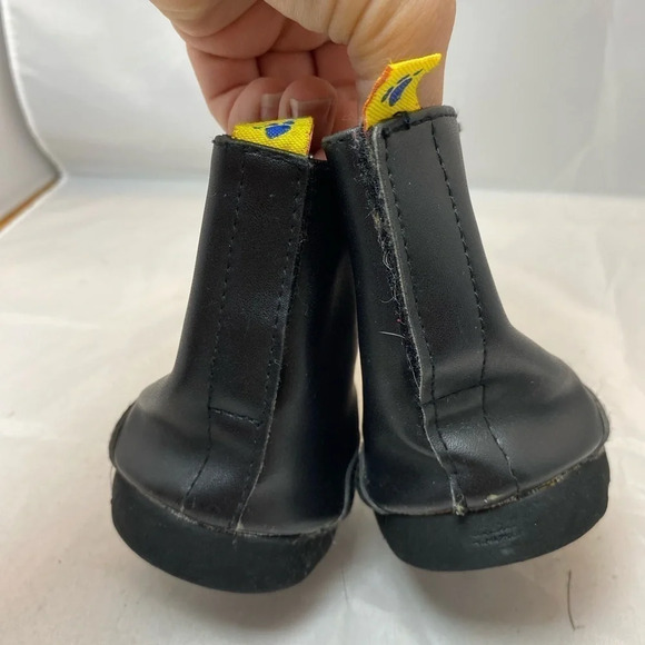 Build A Bear Black Faux Leather Platform Boots Biker Goth Riding BAB gem heart - Picture 3 of 6
